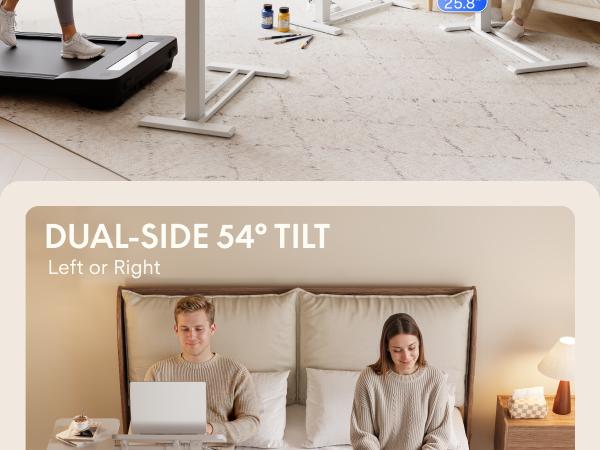 FLEXISPOT H7 Flex Height Adjustable C-Shaped End Table with Split Tilting Top, Mobile Side Table for Sofa & Bedside, Space-Saving Slide Under Furniture, Rolling Laptop Desk with Hidden Wheels for Small Spaces, WFH Essentials, Versatile Home Gift