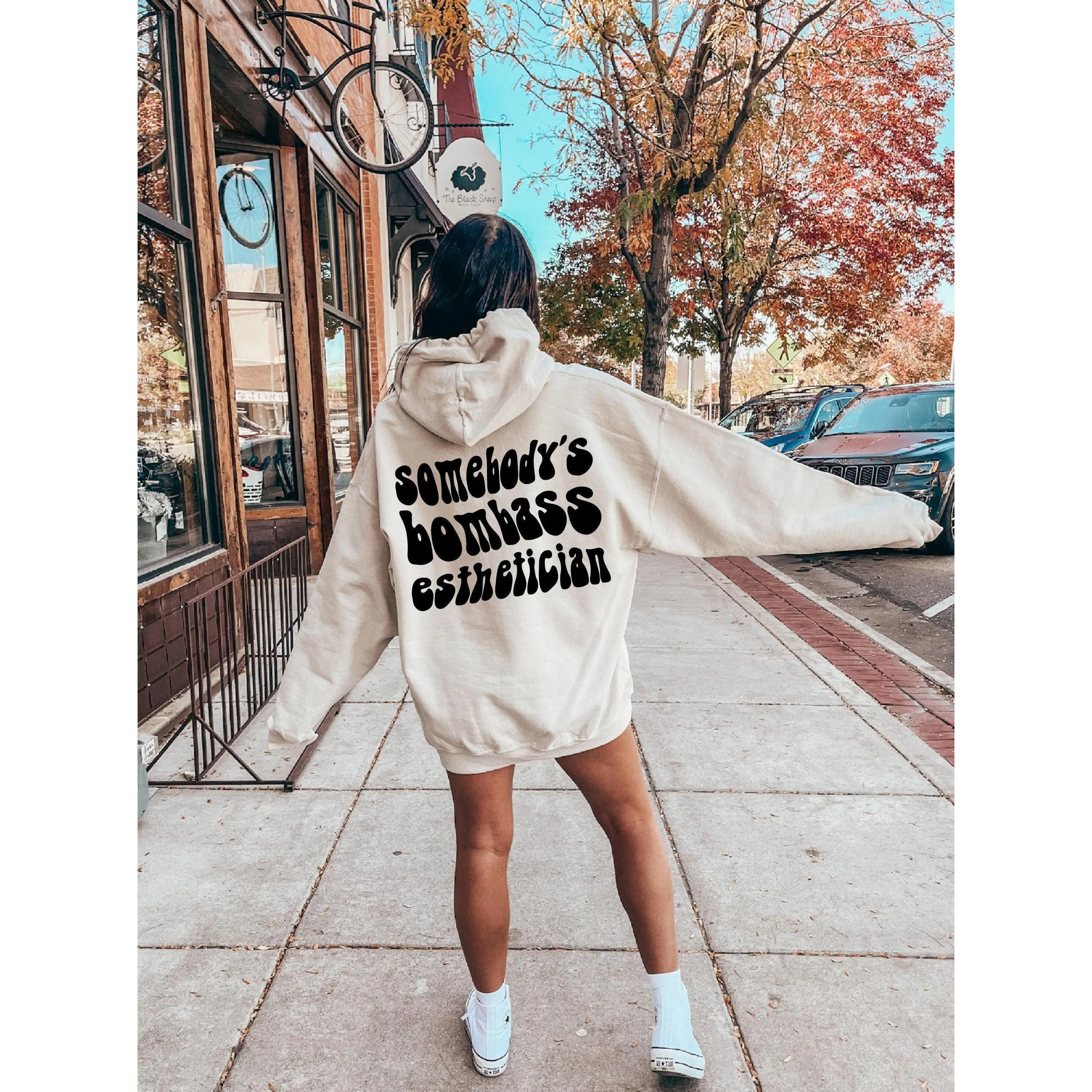 Somebody's Bombass Esthetician Sweatshirt | Cute Skinfluencer Shirt, Gift For Lash Tech, Cosmetologist Gifts, New Esthetician Gift, Ass Bomb Casual Aesthetic Fashion Womenswear Clothes Cotton