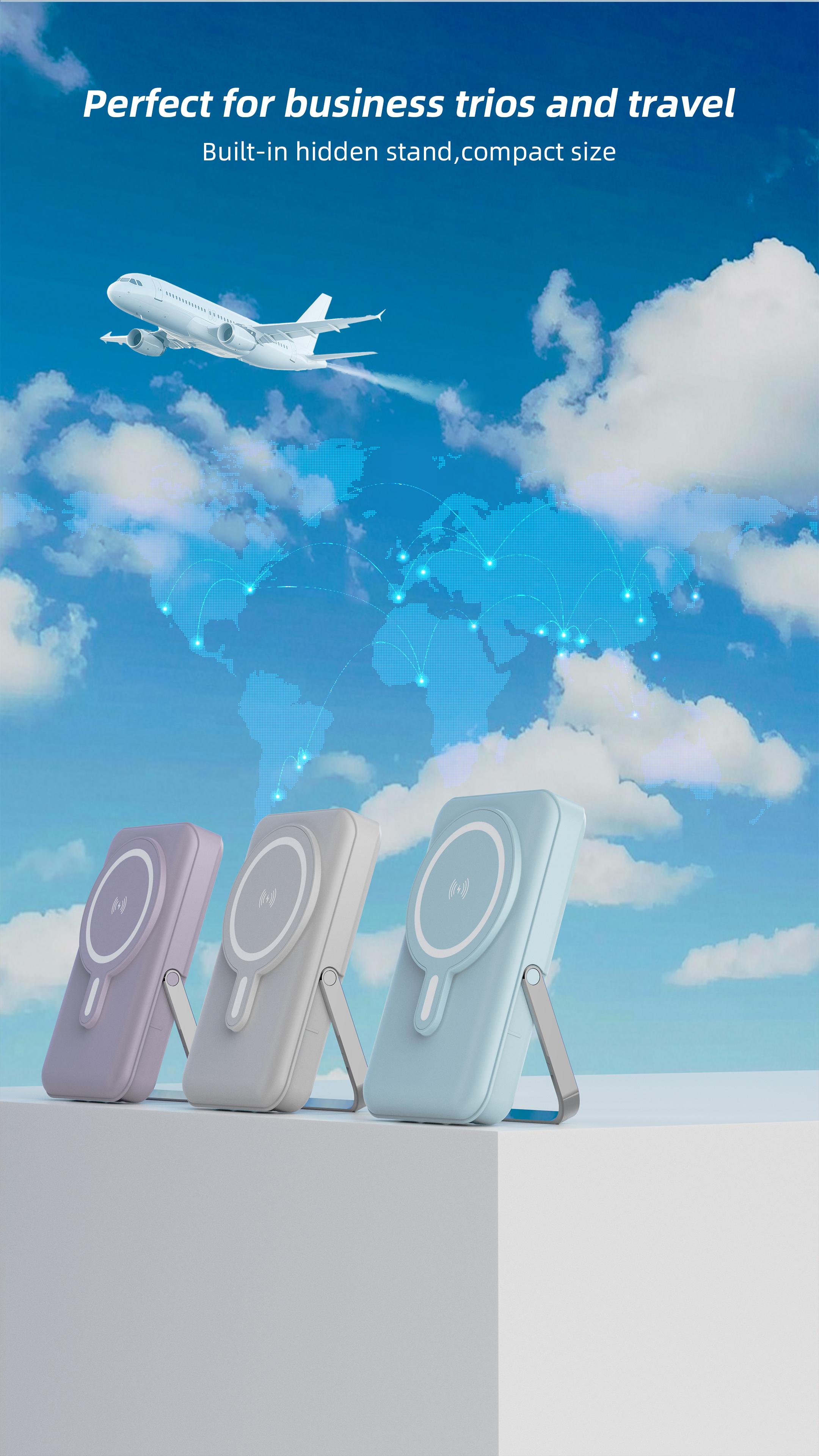 10000mAh foldable wireless portable power bank features a magnetic charging port, a USB-C data cable, an LED display, and supports magnetic battery packs, 22.5W PD fast charging, and is compatible with Android phones and smartphones. Christmas gift.