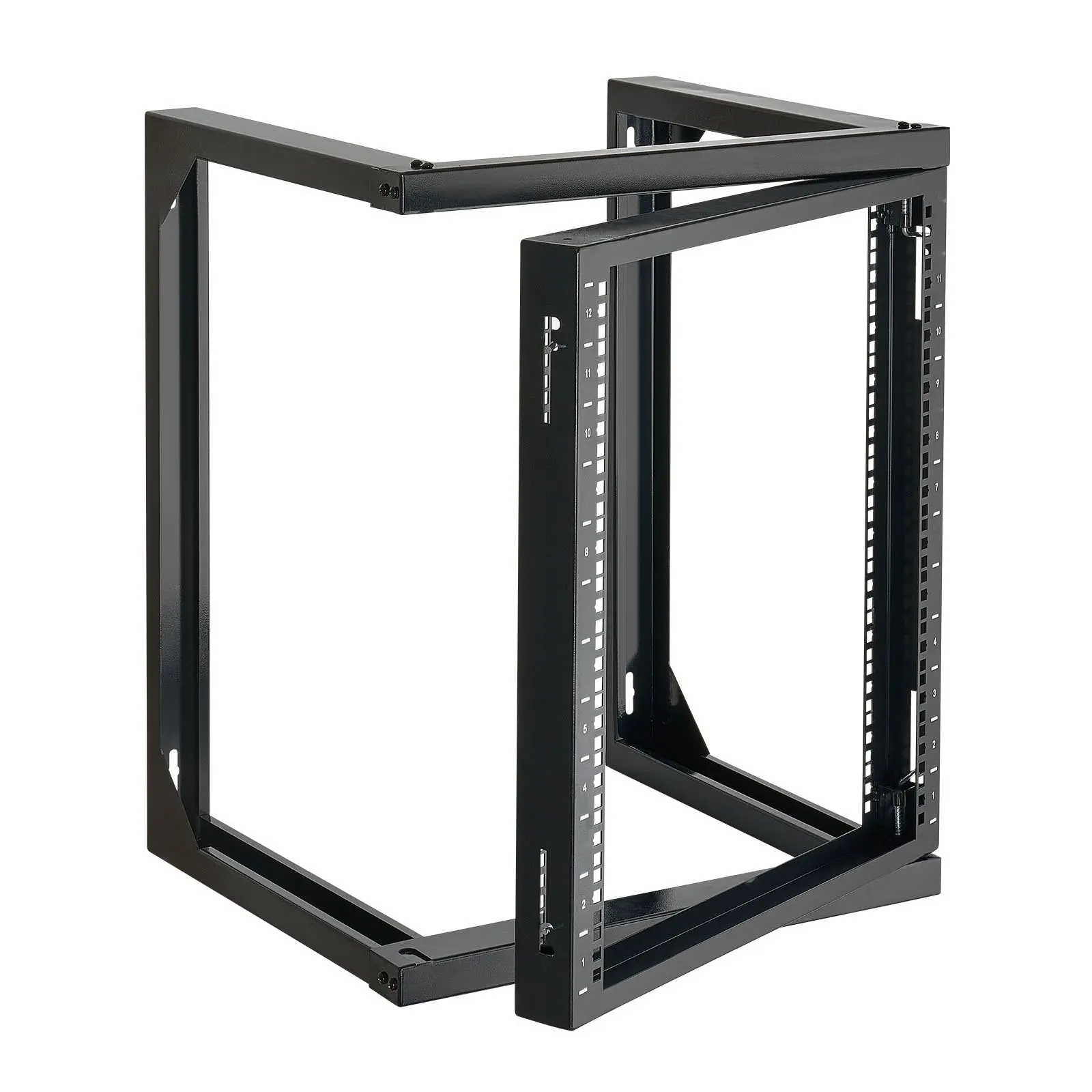 12U Wall-Mount Server Rack, 150 lbs Maximum Load Capacity, Open-Frame Network Rack With 180-Degree Gate Swing, Carbon Steel Construction, 19-Inch IT Network Equipment and AV Devices Compatible, Computer Server Cabinet, Black