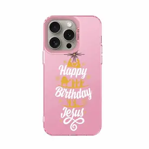 Pink iPhone 15 Plus Case with Creative Pattern & Happy Birthday Text - Soft TPU Shockproof Protective Cover