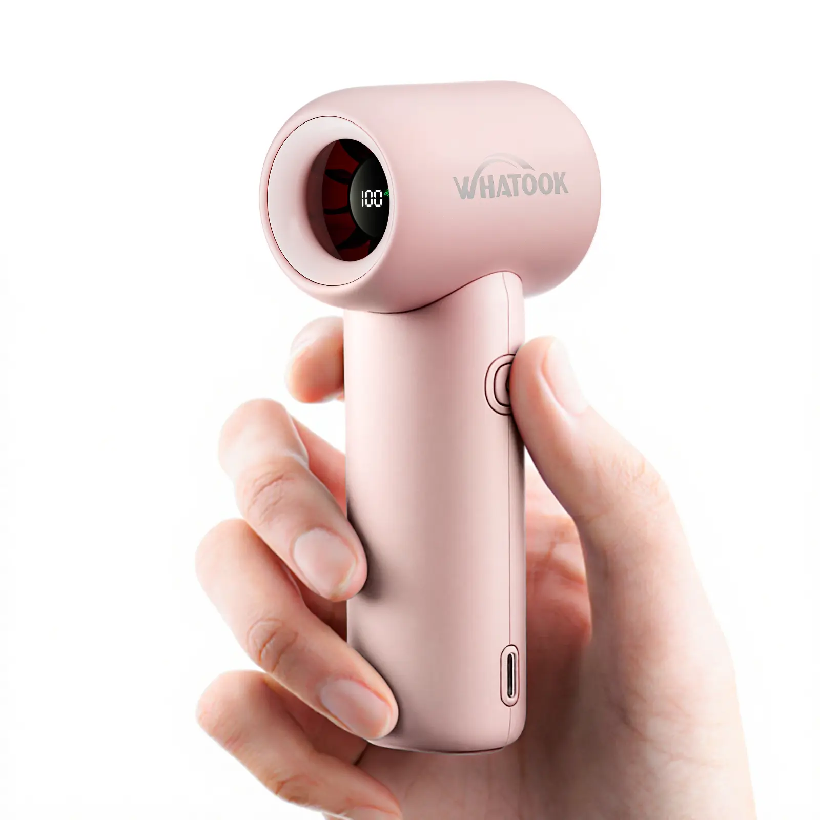 WHATOOK Mini Pocket Fan Portable 3000mAh Rechargeable Turbo 18500 RPM High-Speed Travel Essential for Women Beach Vacations Camping Gifts Safe Blade Contact-Free