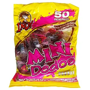 Indy Mini Dedos (50 Piece) Spicy and Sour Tamarindo Tamarindo Chewy Mexican Candy Sweet Snack