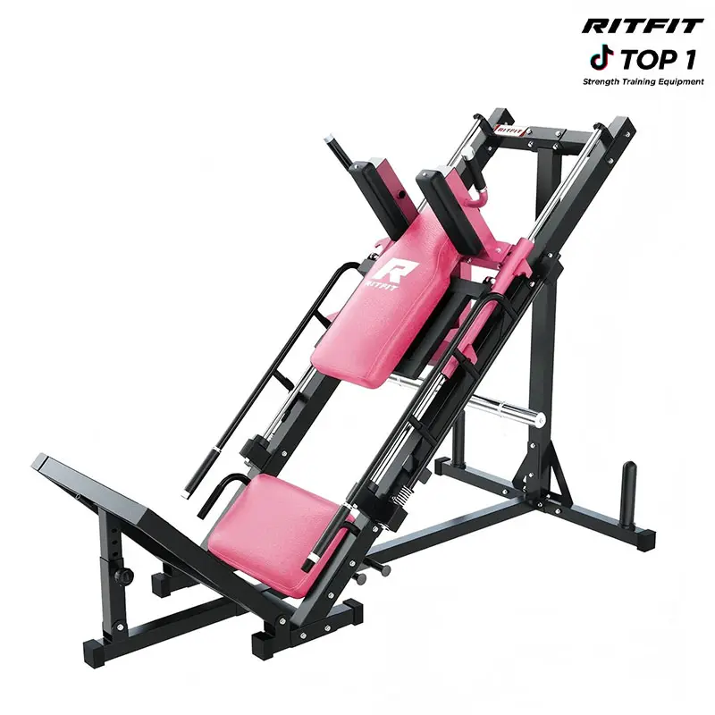 RITFIT Pink Leg Press Hack Squat Machine, Multifunctional Steel Strength Training Equipment with Linear Bearing and Adjustable Footplates for Home Gym, Multifunctional Home Gym, Leg Press Machine, Home Gym Equipment