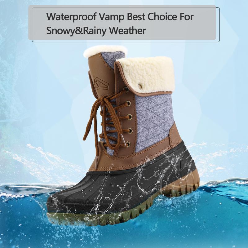 Mysoft Women's Waterproof Warm Lace-up Mid-Calf Snow Boots, Winter Outdoor Shoe, Womensfashion Footwear, Cozy Boots for Women, Perfect Valentine's Day Gift