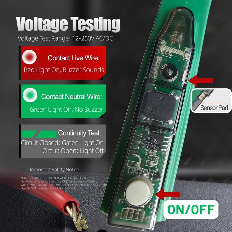 8 in 1 Wire Stripper Twister for Cutting and Pulling Wires, Cable Scissors,Voltage Tester Pliers, 12V to 250V Live,Null,Hot Wire Judgment AC DC, Audible and Flashing LED Alarms, Hardware, Wirepliers, Repair & Construction Tools Multi-Function Electrician