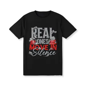 [Everyday Comfort] Real Ones Move in Silence Graphic T-Shirt - Unisex Black Cotton Tee with Bold Money Print, Casual Round Neck, Funny & Motivational Design for Men and Women, Motivational Clothing |   Bold Print Shirt |   Stretchable Material