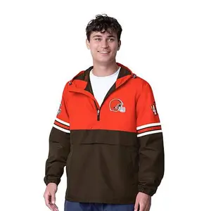 Football Fan Shop Officially Licensed NFL Men's Batter Up Hooded Pullover Jacket by Glll - Browns