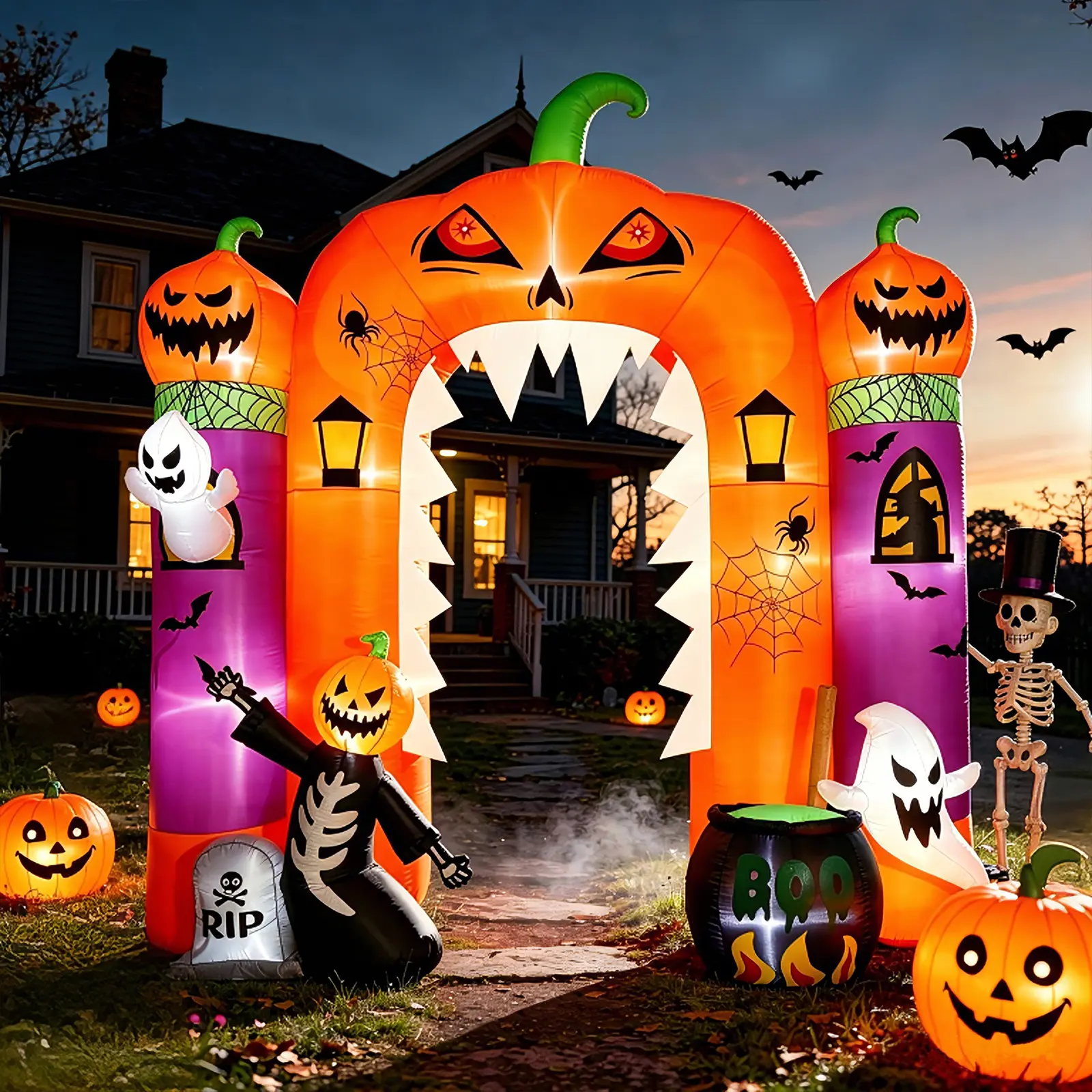 SHareconn Giant 10FT Halloween Inflatables Castle Outdoor Decoration with Built-in LED Lights for Indoor Front Yard Lawn Garden Party Decor