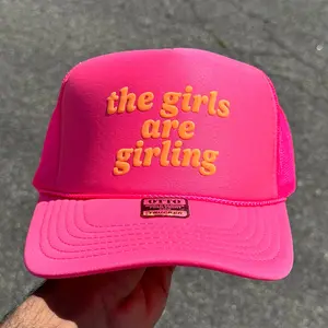 The Girls Are Girling Puff Print Trucker Hat Trendy Unisex Hats