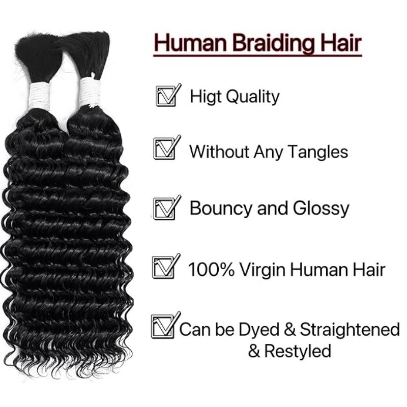 [Ashine] Human Braiding Hair Deep Wave 100g Extensions for Boho Braids natural dream hair bundles