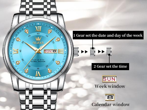 OLEVS Classic Men's Watches Stainless Steel Quartz Analog Date Display Waterproof Business Wristwatch with Luminous Feature OLEVS Classic Men's Watches Stainless Steel Quartz Analog Date Display Waterproof Business Wristwatch with Luminous Feature