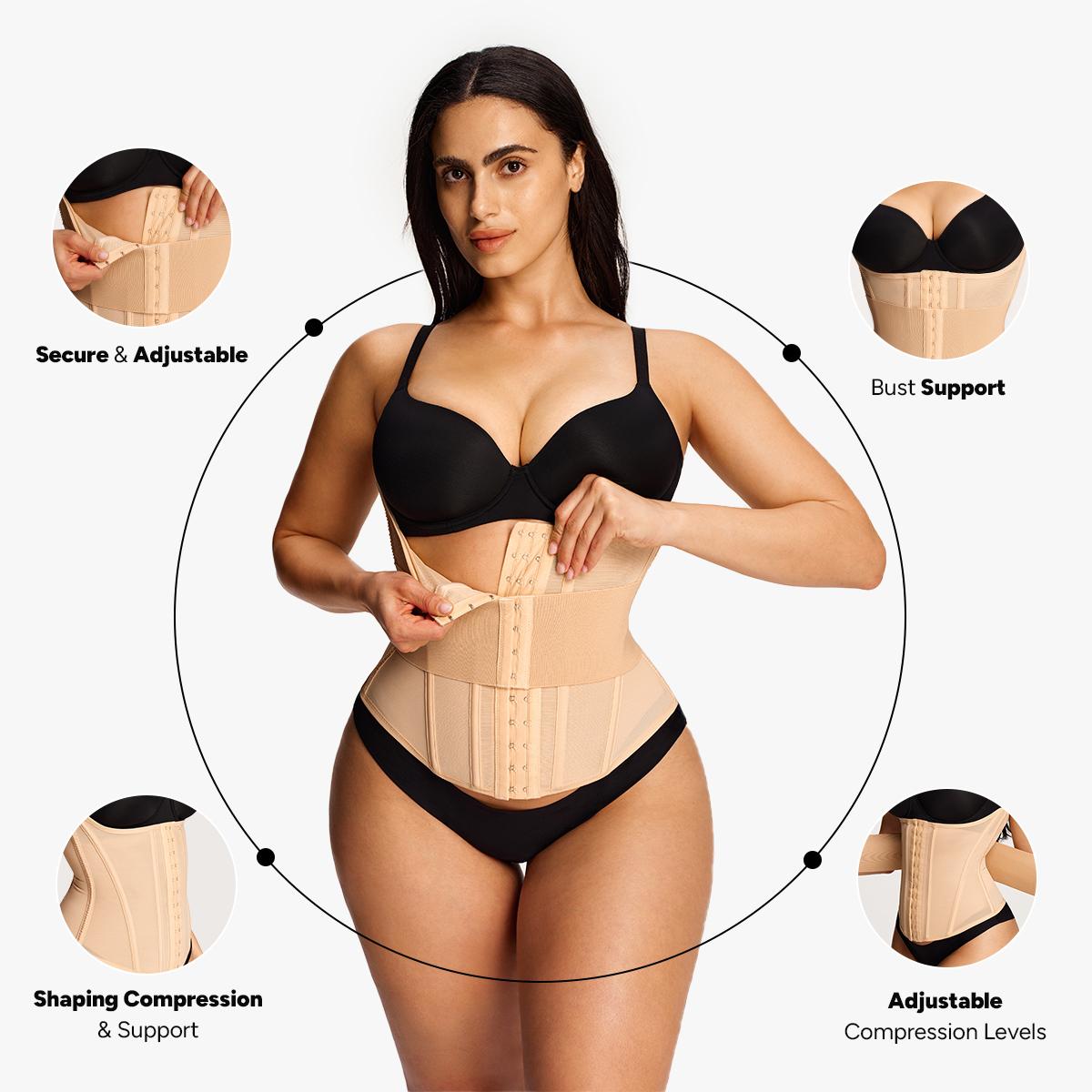 【LIVE】Nebility Women's Waist Trainer Belt with Built-in Steel Frame Double Wrap Waist Cincher Trimmer Ab Belt Tummy Control Body Shaper Firm Compression Shaping Basic Shapewear Tummy Wrap Waist Trainer Womenswear