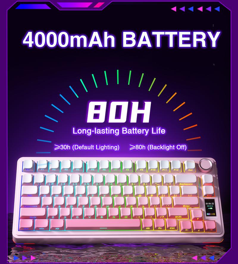 AULA S75 Pro 75% Wireless Mechanical Gaming Keyboard Tri-Mode Connection(Bluetooth/2.4G/Wired) Hot-Swappable Custom LCD Screen & Multifunction Knob RGB Backlight Long Battery Life (Cream Latte) PC Gaming Accessories Computer Creamy keyboards