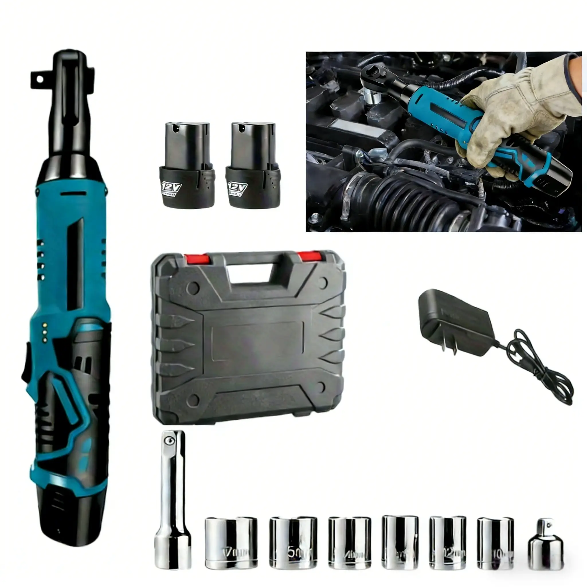 Heavy Duty Ratchet Wrench with Quick Release, 32×29.5×10.5cm 2.1kg, Corrosion Resistant for Car Repair & Home Maintenance