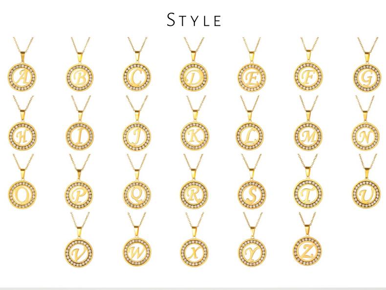 GGIRL 18K Gold Plated Round Artificial Zircon Letter Necklace for Women Men Elegant Durable Design Unique Versatile Daily Wear Special Events Exquisite Jewelry Gift Fashion Jewelry Gift for Holiday Haul Christmas Birthdays Anniversaries Alphabet Pendant