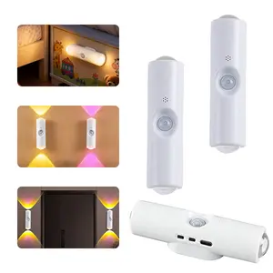 4 Pack Smart LED Night Light with Motion Sensor,USB Rechargeable – 7 Ambient Colors,RGB Color Changing Cabinet Decor,for Bedroom, Bathroom, Stairs