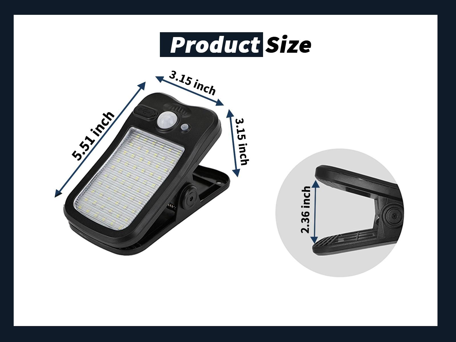 Outdoor Solar Light, USB & Solar Powered Clip Light with Motion Sensor, 3 Modes, Waterproof — Perfect for Yards, Garages, Porches, Patios, Gardens, Pools & Barns