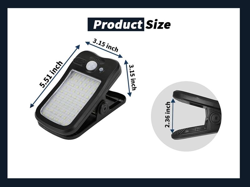 Outdoor Solar Clip Lights, USB & Solar Powered Clip-On Lamp with Motion Sensor, 3 Modes, Waterproof — Perfect for Yards, Garages, Porches, Patios, Gardens, Pools & Barns