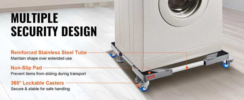 VEVOR Mini Fridge Stand, TikTokShopBlackFriday, 400 lbs Load, 4 Strong Feet, 4 Locking Swivel Wheels, Washer and Dryer Pedestal, Multi-Functional Adjustable Base for Washing Machine, and Refrigerator, Universal Mobile Base