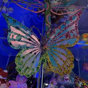 Butterfly Sparkle Rainbow colors glass rhinestones on metal frame