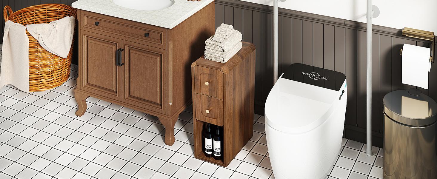 Giratree 23.62" Narrow Nightstand with 2 Drawers, Small Bedside Tables, Mid-Century Modern Slim Night Stand with Storage, Wooden End Table for Small Spaces, Bedroom, Living Room Giratree 23.62" Narrow Nightstand with 2 Drawers, Small Bedside Tables, Mid-Century Modern Slim Night Stand with Storage, Wooden End Table for Small Spaces, Bedroom, Living Room