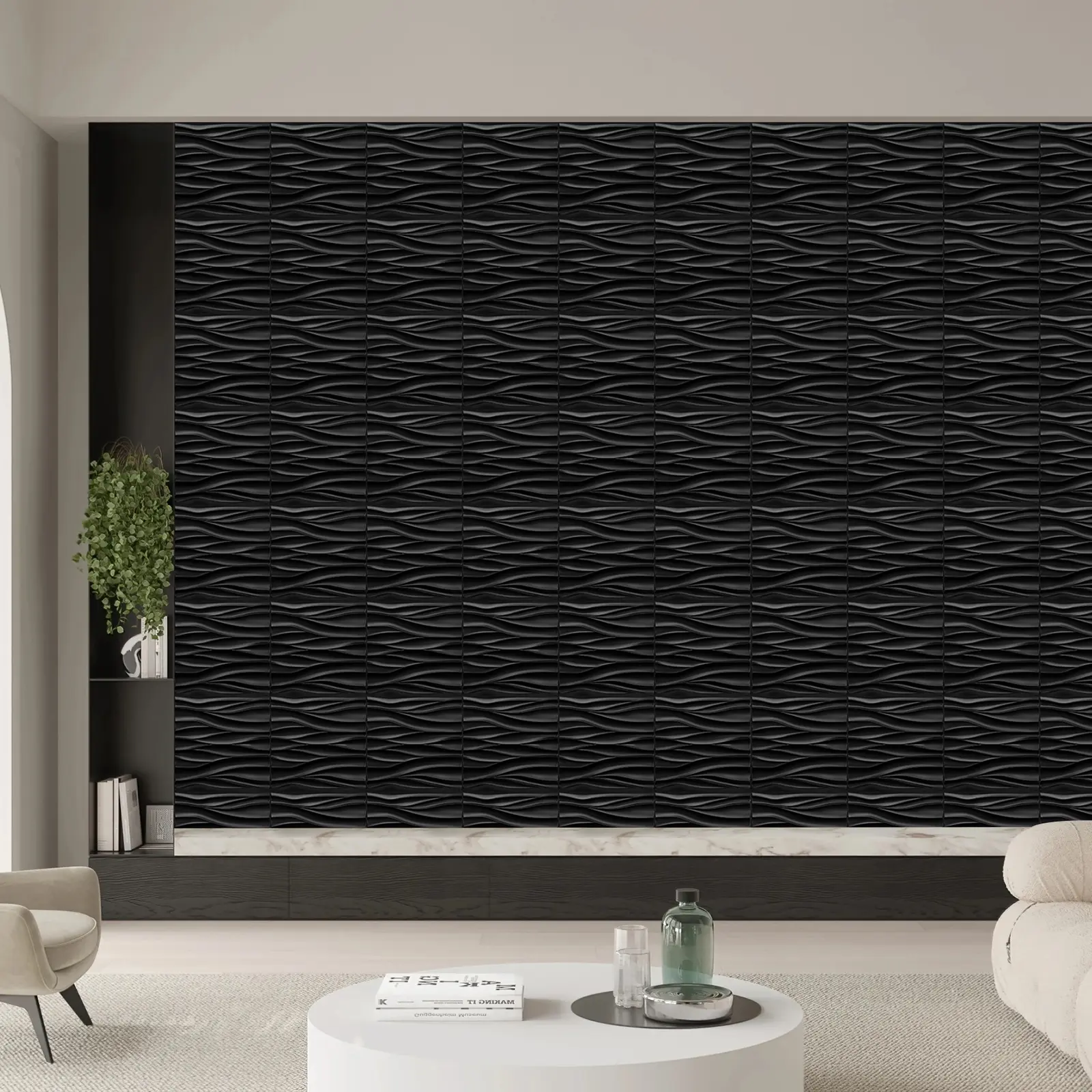 Aadesh PVC Plastic 3D Wall Panels, Waterproof and Fire-Resistant, 11.8x11.8 Inches, Ideal for Living Rooms, Bedrooms, Hotels, Offices