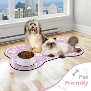 Bone shaped quick drying pet feeding mat with non slip rubber bottom  durable diatomaceous earth cat and dog bowl mat stain resistant quick drying absorbent dog food bowl mat indoor pet accessory