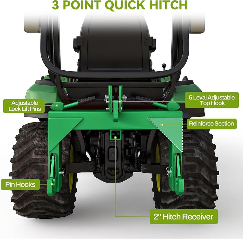 YITAMOTOR 3 Point Quick Hitch Attachment for Category 1 Tractors, 3000LBS Heavy Duty 3 Pt Tractor Hitch with 2" Receiver, Adjustable 5 Level Bolt for Farm & Ranch Equipment