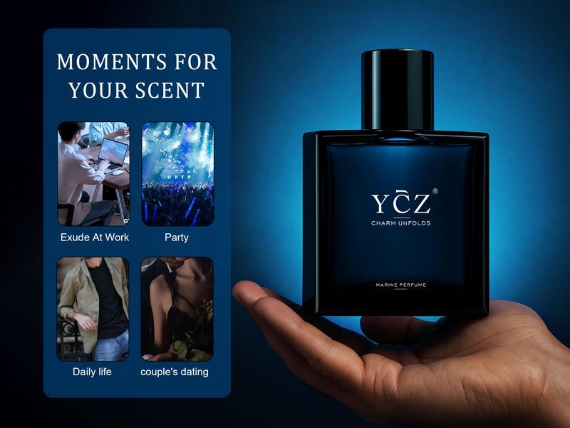 YCZ Midnight Marine Eau De Parfum 100ml Unisex Ocean Fresh Scent with Bergamot Coconut Amber for Him & Her Premium Aromatic Woody Fragrance