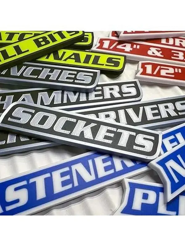 12-Pack Premium Magnetic Toolbox Labels for Tool Organization - 12 Pack of High Quality 3D Printed Personalized Magnets for Metal Cabinets, Drawers, Tool Chests, Decor Plastic Gift, Fathersdaygift