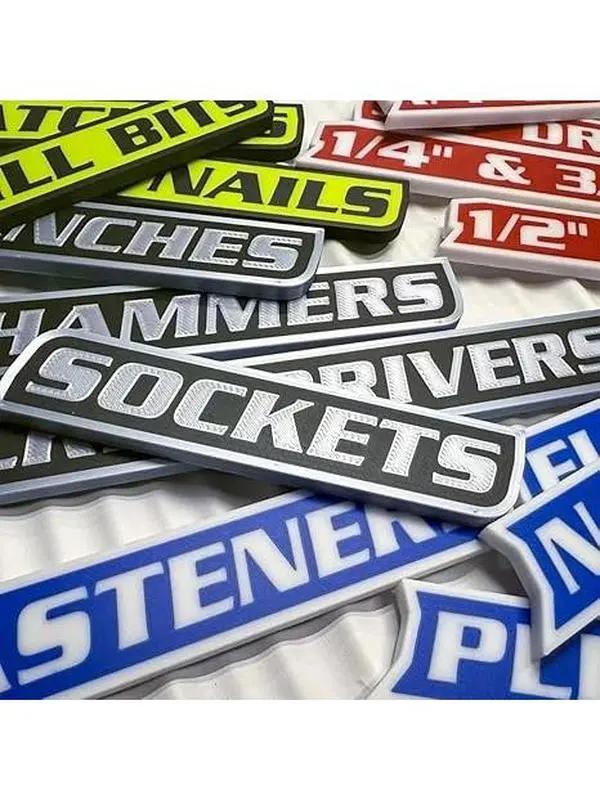 12-Pack Premium Magnetic Toolbox Labels for Tool Organization - 12 Pack of High Quality 3D Printed Personalized Magnets for Metal Cabinets, Drawers, Tool Chests, Decor Plastic Gift