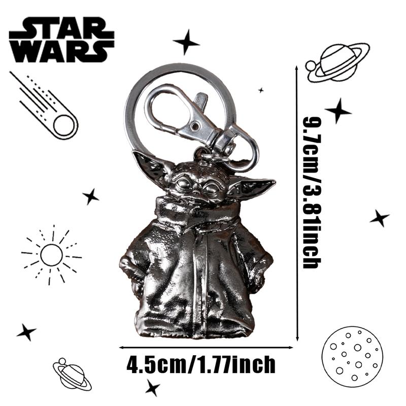 Star Wars Keychain Silver Metal Alloy Bag Clip Official License 1pc Boba Fett The Mandalorian Din Djarin Helmet Grogu Yoda 3D Carving Keyring Movie Collection Explore Space Gifts Drop-proof Key Chain