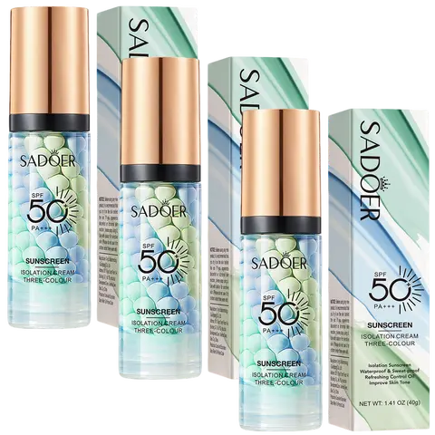 3 In 1 Sunscreen Isolation Cream, SPF 50, One Step Color Corrector Face Primer, Moisturizing Skin Tone Correcting, Radiance Skin Green Moisturizer
