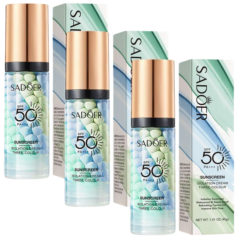 3 In 1 Sunscreen Isolation Cream, SPF 50, One Step Color Corrector Face Primer, Moisturizing Skin Tone Correcting, Radiance Skin Green Moisturizer