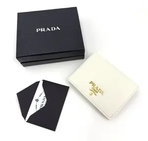 Pre-owned leather Clutches & Wristlets PRADA Saffiano Metal Compact Wallet
