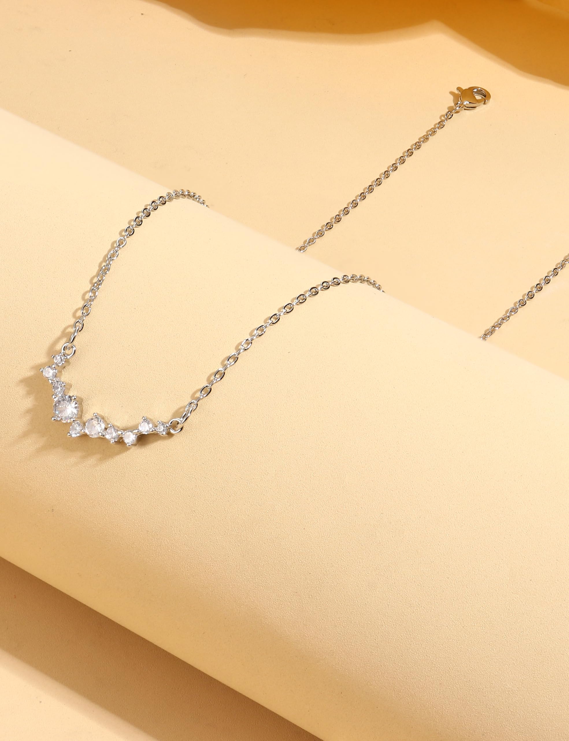 ORAZIO Layered Gold Necklaces for Women Non Tarnish, Dainty 14K Gold Plated Cubic Zircon Necklace Stack Layering Chain Necklace Stackable Cute CZ Pendant Choker Necklace for Women