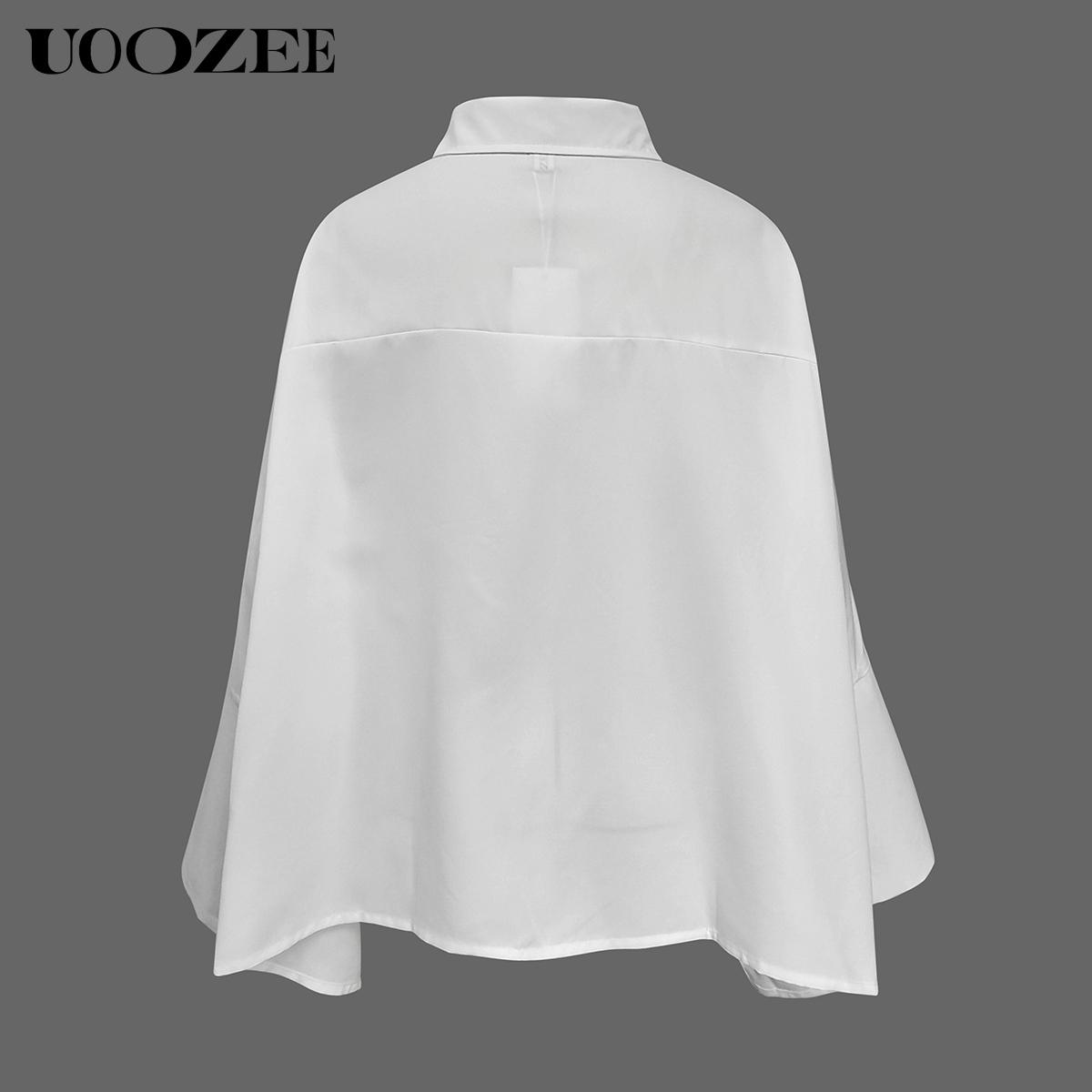 UOOZEE Women's Oversized Fit Multi-Colored Lapel Shirt Tops for All Seasons Loose Simple Polyester Versatile Commuting Suitable for Various Occasions Soft Cotton Blend Chic Blouse Casual