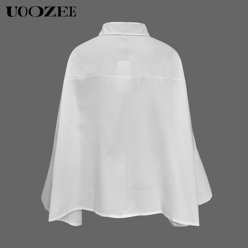 UOOZEE Women's Oversized Fit Multi-Colored Lapel Shirt Tops for All Seasons Loose Simple Polyester Versatile Commuting Suitable for Various Occasions Soft Cotton Blend Chic Blouse Casual