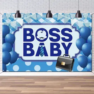 Baby Backdrop Wall Banner, Welcome Baby Boy Gender Reveal Party Photo Background Decorations Supplies Hanging Sign, 6x4ft