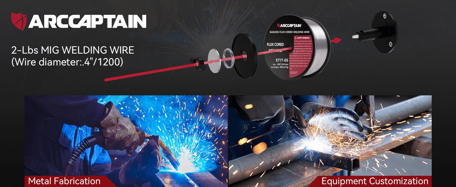 ARCCAPTAIN Flux Core Welding Wire .030'' .035'' E71T-GS Mig Welding Wire 2-Pound Spool Gasless Mild Carbon Steel Compatible With Lincoln Miller Forney Harbor Welder