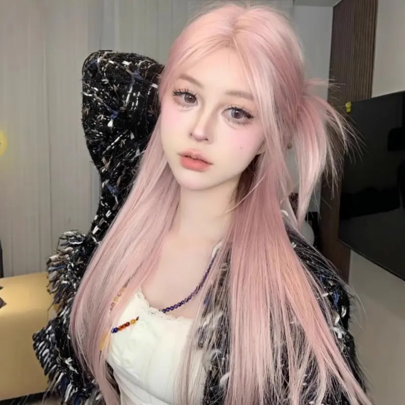 Long straight powder-blonde lace-front wig for women (full cap); versatile style suitable for cosplay; new arrival for Spring/Summer 2026.