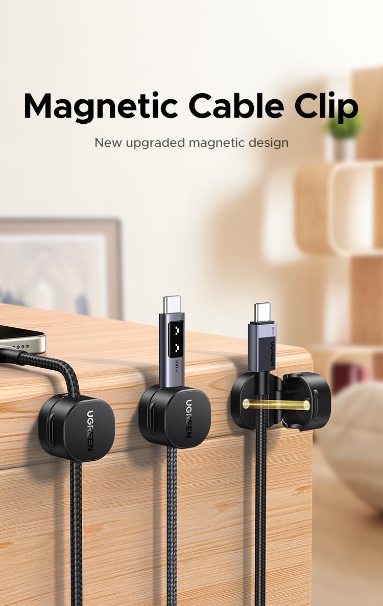 UGREEN 3 Pack Magnetic Cable Clips,Cord Holder, Under Desk Cable Management, Adhesive Wire Holder Cord Organizer for Home Office Desk Phone Car Wall Desktop Nightstand Work Accessories,September Restock，TikTokShopBlackFriday ,TikTokShopHolidayHaul
