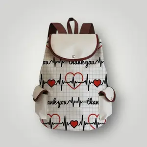 Lifeline Heart Thank You Medical Backpack - Stylish Nurse-Themed Canvas Bag for iPad Books Laptop & Essentials - Lightweight Durable Design