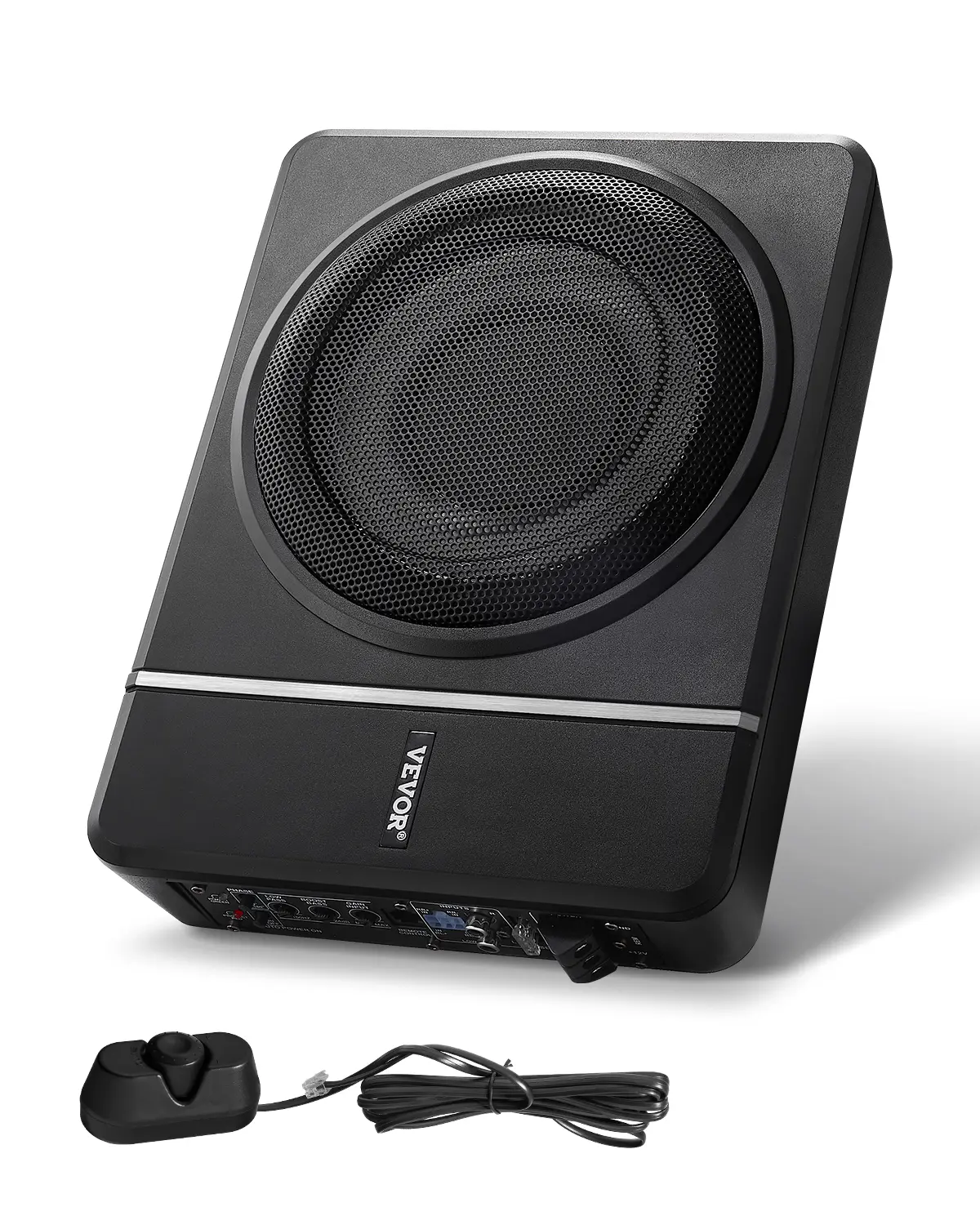 【summerfinds】VEVOR 8" 240W Underseat Car Subwoofer, Slim Powered Car Subwoofers Under the Seat, Low Profile Audio Sub Built-in Amplifier, High/Low Level Input & Volume Controller for SUVs, Car, Truck, RV