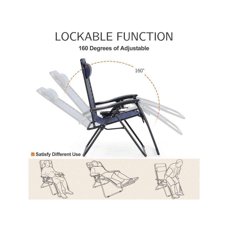 New 2024  Sweetcrispy Set Of 2 Zero Cravity Lounge Chairs Ergonomic Adjustable Lying Angle Sturdy Steel Mesh Support Outdoor Patio Folding Recliners For Pool Beach With Pillow And Cup Holder