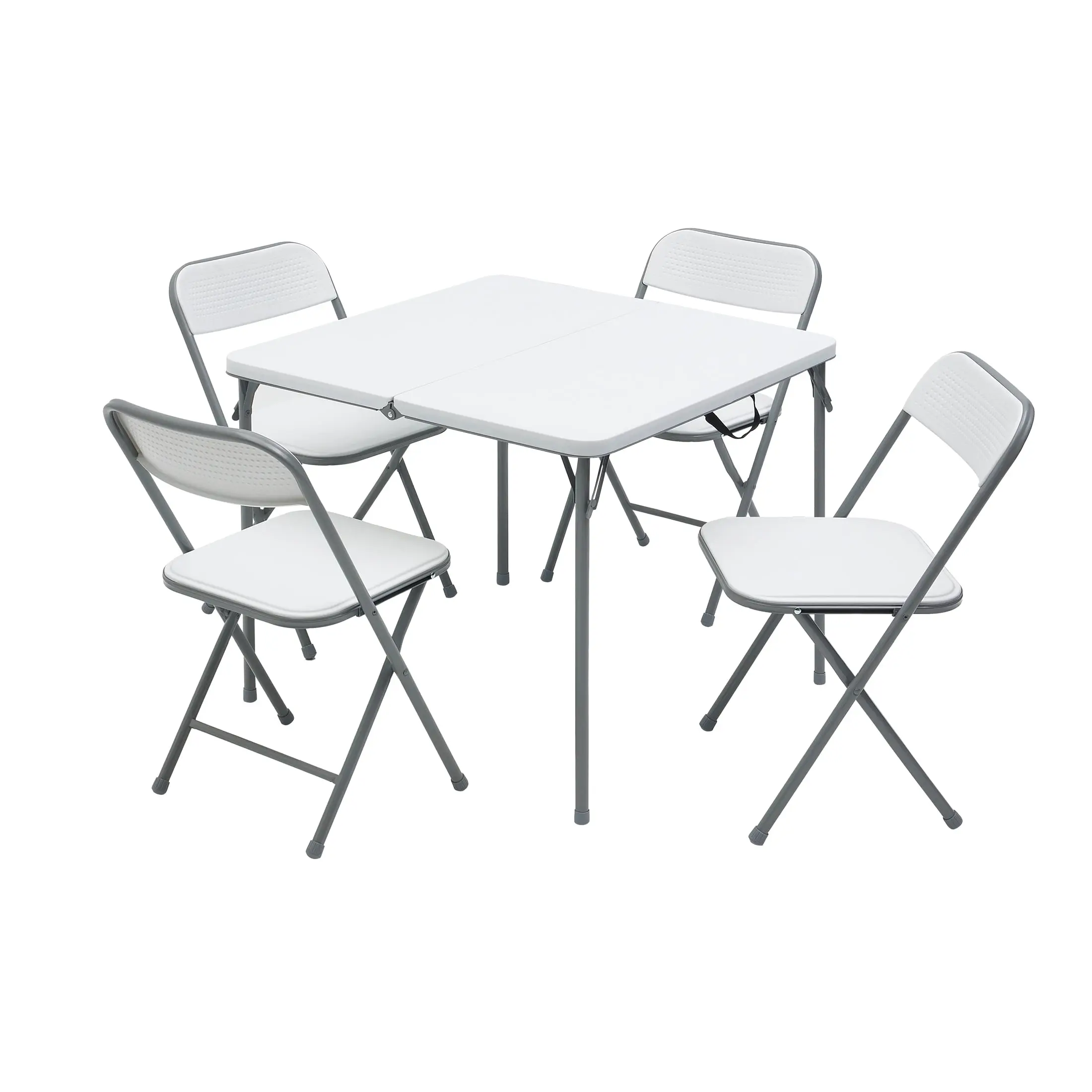 Mainstays 5 Piece Resin Card Folding Table and Four Folding Chairs Set, White