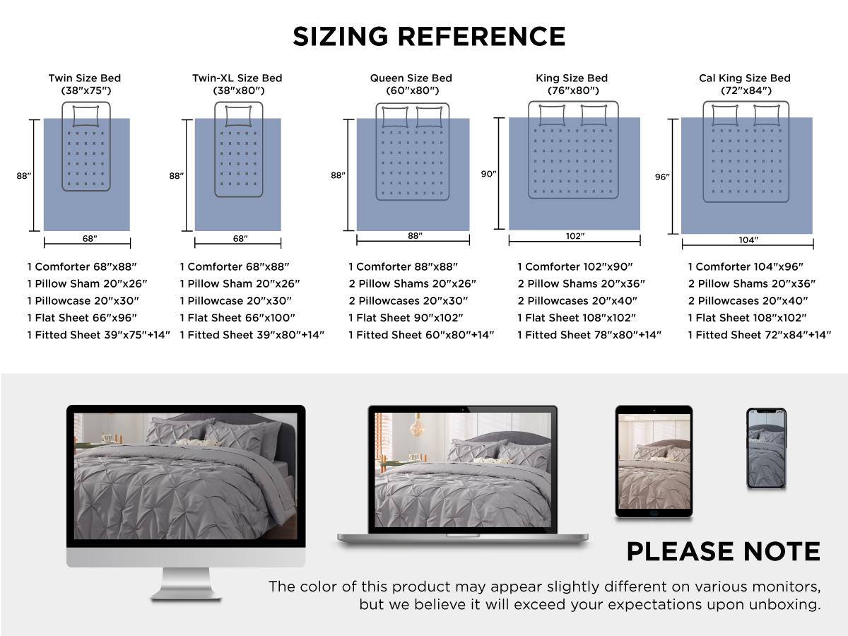 【Spring Glow Up】Bedsure Soft  Washable Pintuck Comforter Set -4/7-Piece Set, Multi-Color, Cloud-like, Ultra-Soft, Elegant Design,  Luxury Bedroom Decor Accessories, Breathable, All-Season Bedding, Hotel Quality