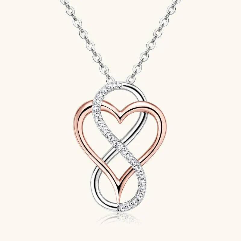 Moissanite Infinity Heart Necklace in 925 Sterling Silver