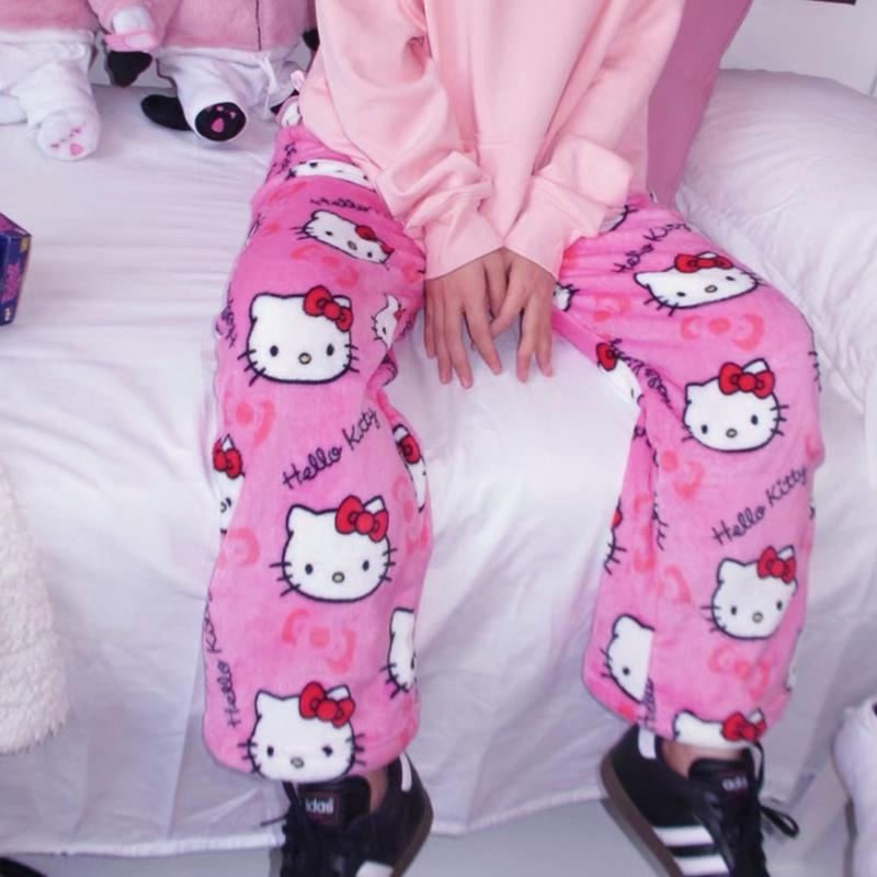 SANRIO Hello Kitty Comfy Pajama Pants - Size Need Two More - Cute Cozy Y2K Style - TikTok Approved Loungewear for Women - Perfect for Couples - Nightwear - Womenswear